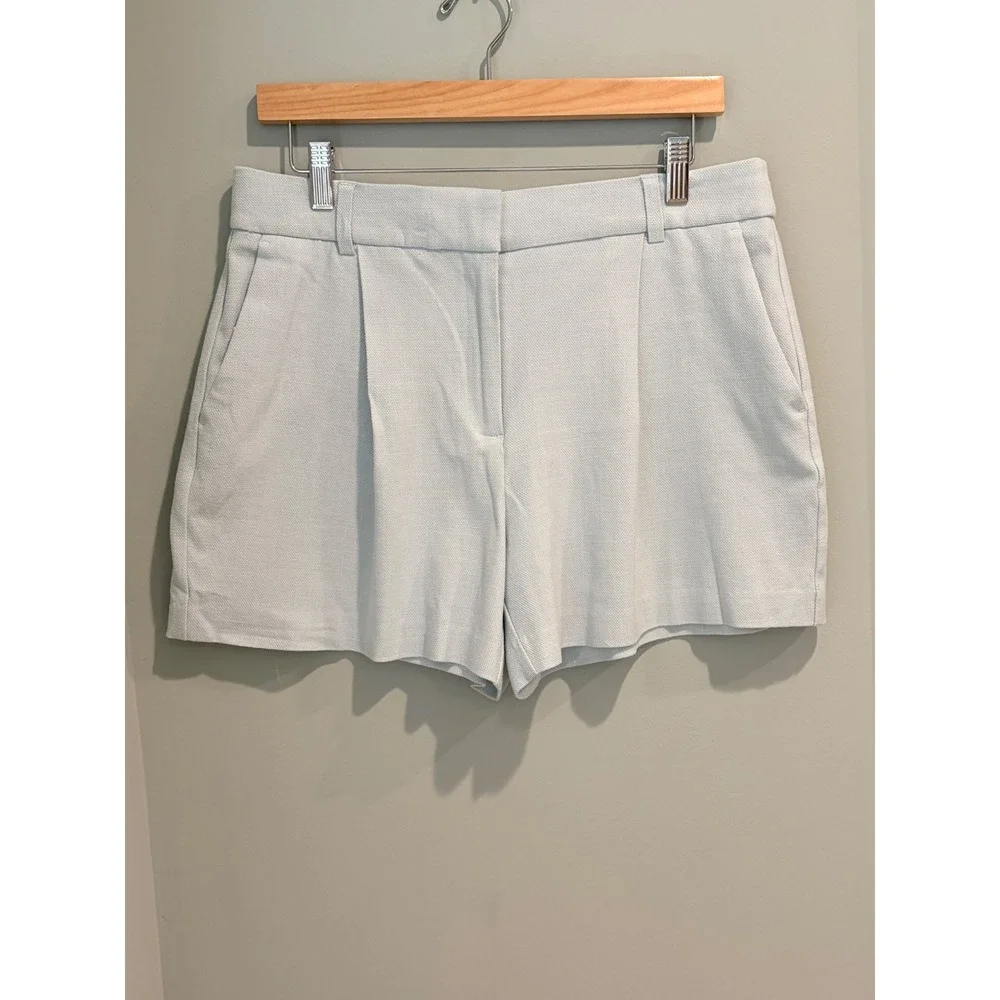 Calypso St Barth Womens Light‎ Blue Pleated Textured Pique Dress Shorts Size 8